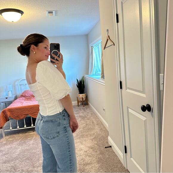 Antonio Melani White Puff Sleeve Crop Blouse Top 6 - Picture 4 of 14